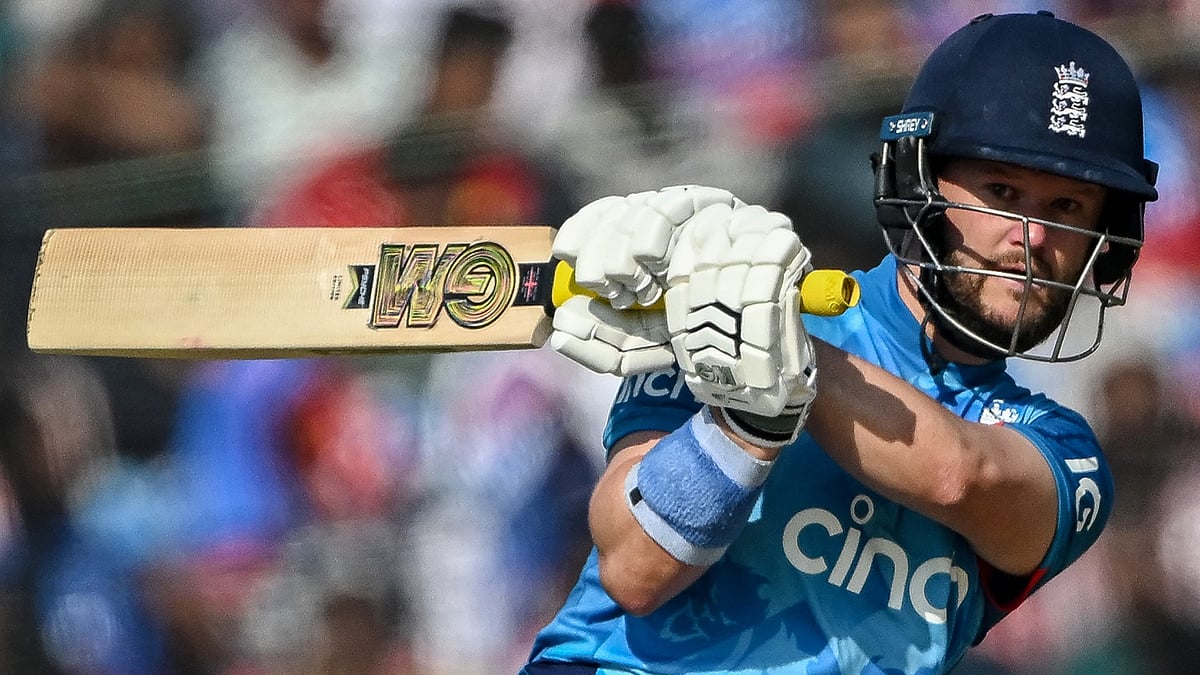England's Ben Duckett plays a shot