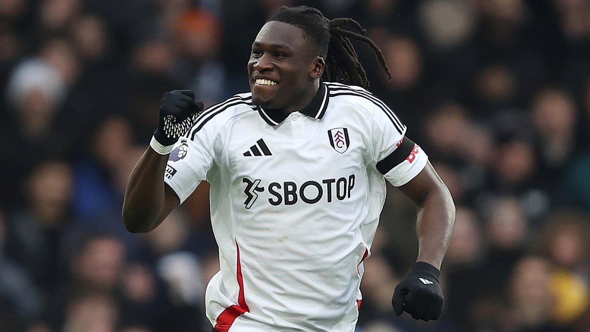 Calvin Bassey of Fulham celebrates after scoring - null