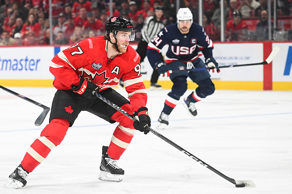 First period of 4 Nations Face-Off Ice hockey game USA Vs Canada: Connor McDavid 