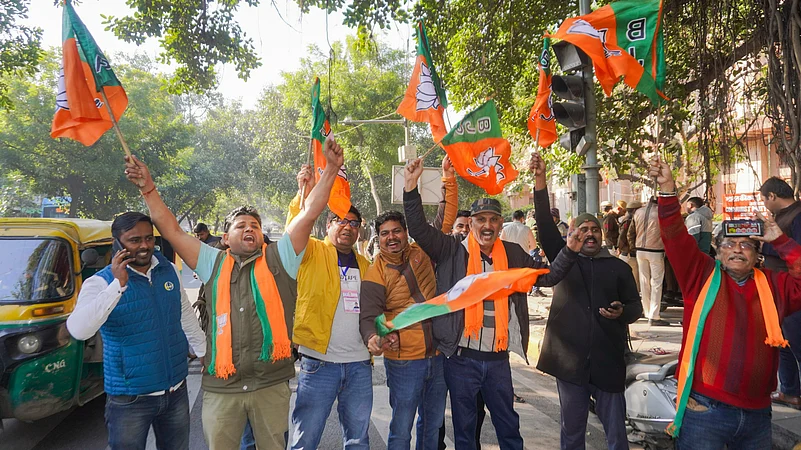 bjp celebrations delhi election results 2025