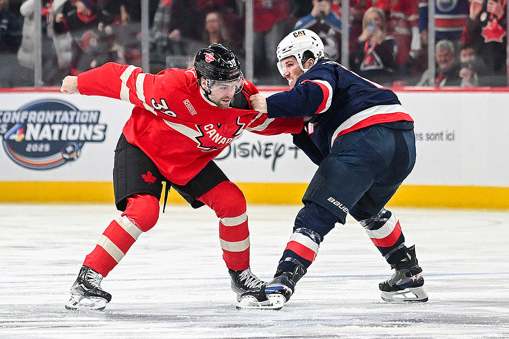 First period of 4 Nations Face-Off Ice hockey game USA Vs Canada: Brandon Hagel