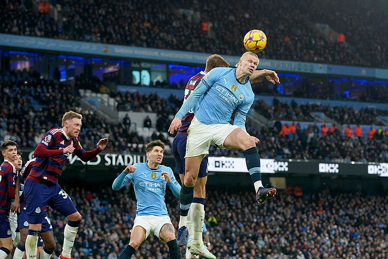 Britain Soccer Premier League 2024-25 Manchester City Vs Newcastle United: Erling Haaland