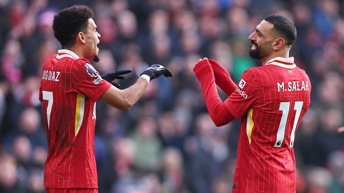 Luis Diaz and Mohamed Salah were both on target at Anfield. - null