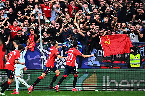 La Liga 2024-25: Osasuna's Ante Budimir celebrates with Aimar Oroz after scoring his side's first goal