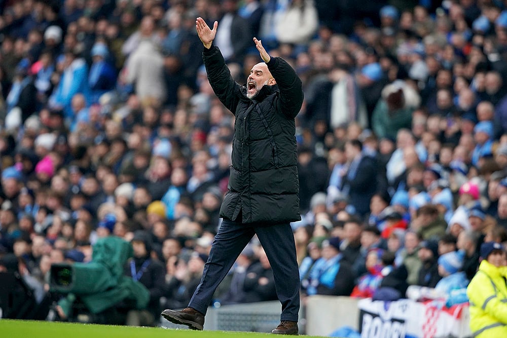Britain Soccer Premier League 2024-25 Manchester City Vs Newcastle United:  Pep Guardiola