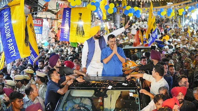 Aam Aadmi Party (AAP) rally led by Arvind Kjeriwal - PTI