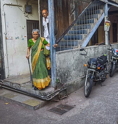 Pratik Chorge/Hindustan Times via Getty Images
 : An elderly couple in Mumbai, Iravati Lavate, 79, and her husband Narayan, 86, fear that they will fall terminally ill and will not be able to contribute to society. This has pushed them to write to the President for doctor-assisted death. While present laws in the country do not allow active euthanasia.