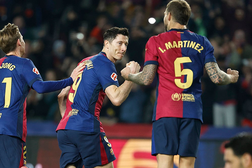 Spanish La Liga soccer Barcelona vs Rayo Vallecano: Robert Lewandowski 