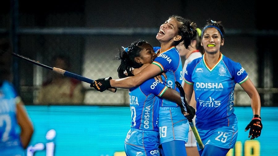 Photo: X | Hockey India : India women's national hockey team celebrating a goal.