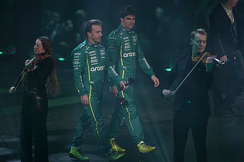F1 75 Live launch event: Aston Martin drivers' Fernando Alonso and Lance Stroll 