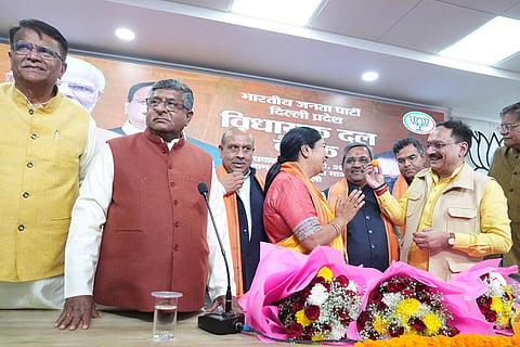 Rekha Gupta with Delhi BJP President Virendraa Sachdeva
