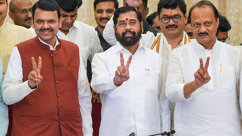 Photo: PTI/Shashank Parade : Mahayuti press conference after winning Maharashtra Assembly Election