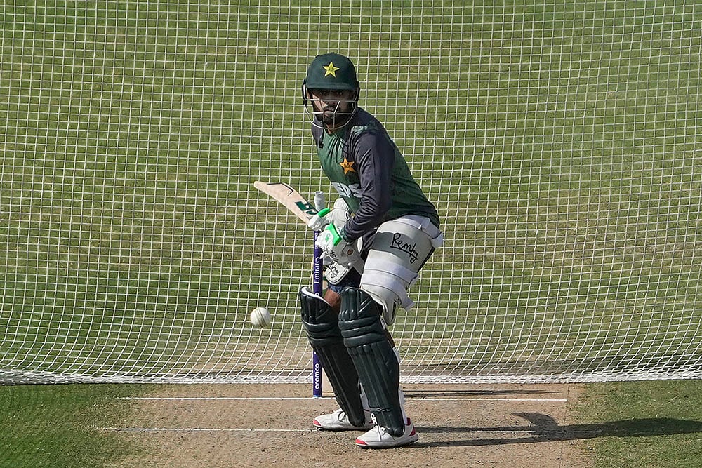 | Photo: AP/Fareed Khan : Champions Trophy 2025: Pakistan's Babar Azam attends a practice session