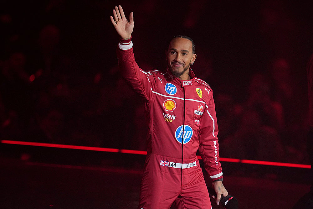 F1 75 Live launch event at the O2 arena in London: Ferrari driver Lewis Hamilton