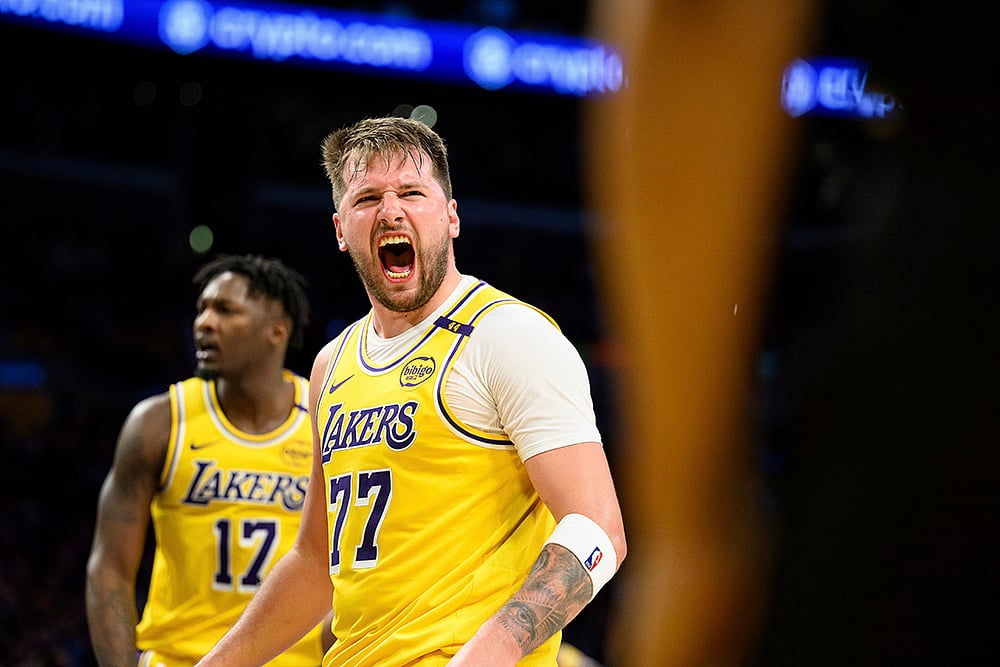 NBA basketball game Charlotte Hornets vs Los Angeles Lakers: Luka Doncic