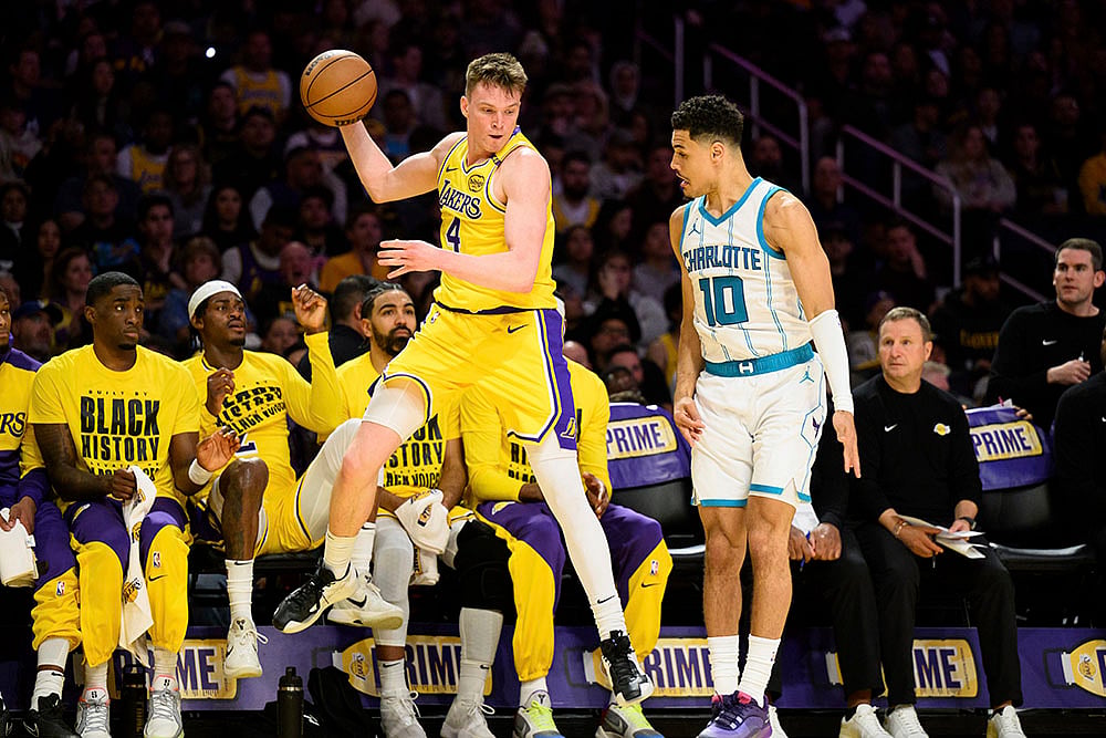 NBA basketball game Charlotte Hornets vs Los Angeles Lakers: Dalton Knecht 