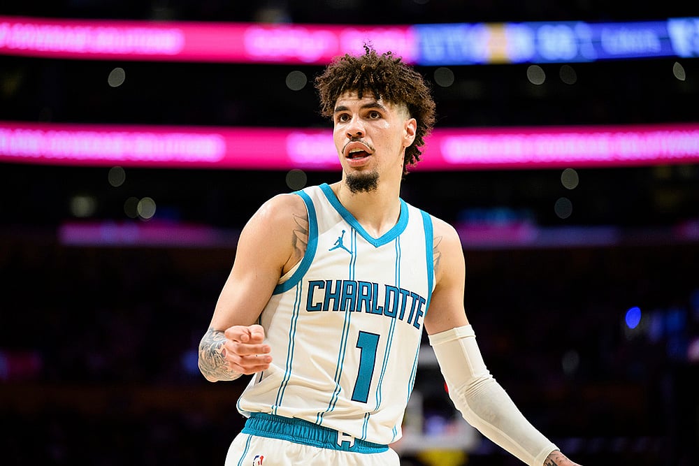 NBA basketball game Charlotte Hornets vs Los Angeles Lakers: LaMelo Ball