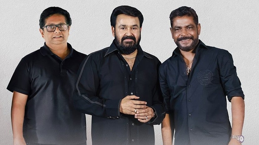 X : Mohanlal with Jeethu Joseph and Antony Perumbavoor.