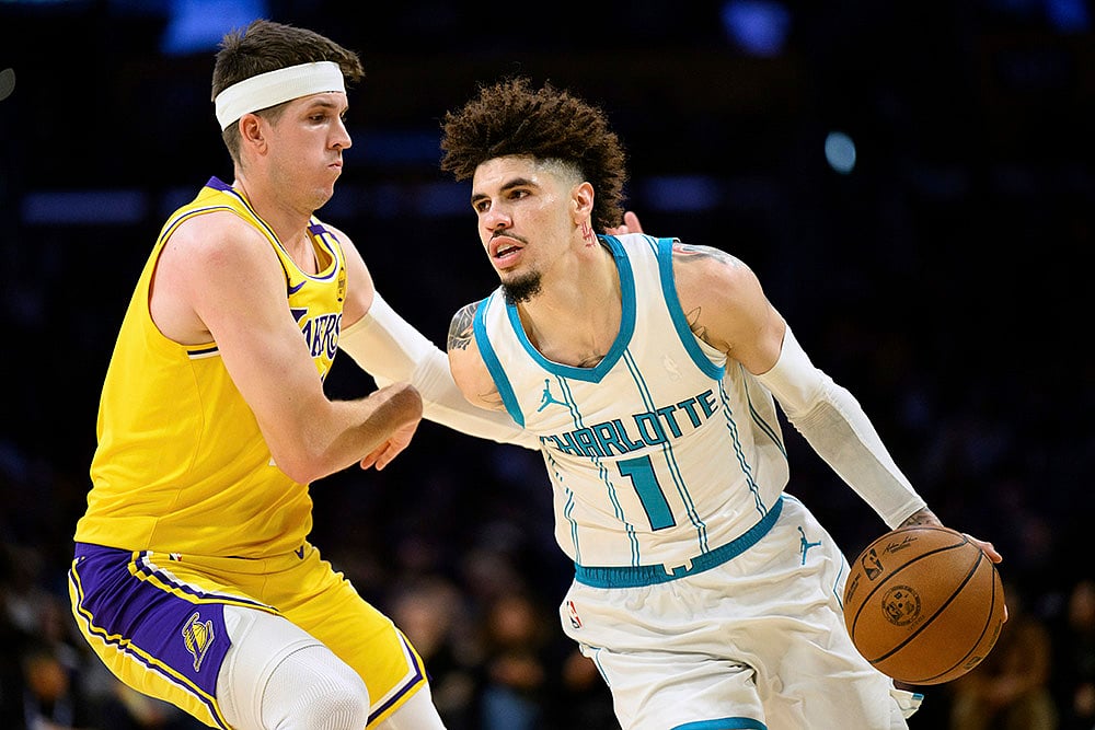 NBA basketball game Charlotte Hornets vs Los Angeles Lakers: Austin Reaves