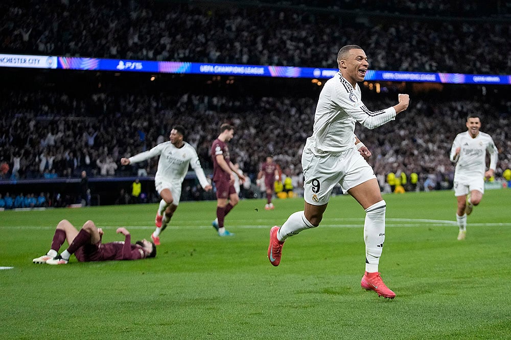 UEFA Champions League playoff second leg soccer Real Madrid and Manchester City: Kylian Mbappe