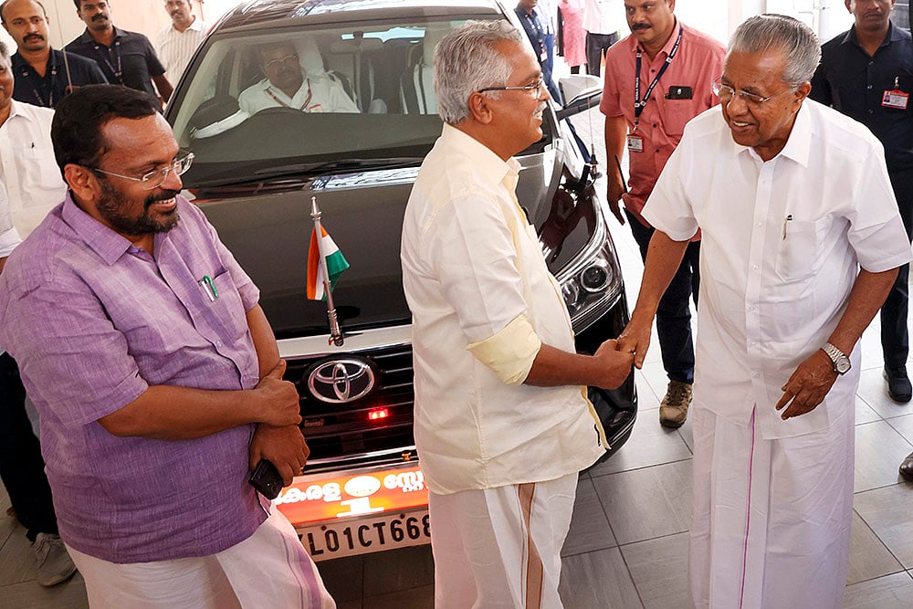 LDF meeting in Trivandrum, Pinarayi Vijayan with K Rajan and Binoy Viswam