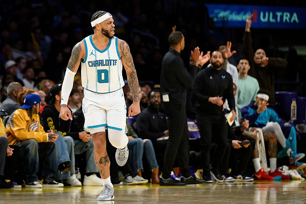NBA basketball game Charlotte Hornets vs Los Angeles Lakers: Miles Bridges