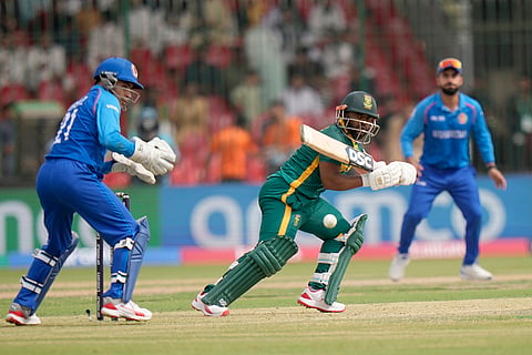 Champions Trophy 2025 Match 3, AFG vs SA: South Africa's Temba Bavuma plays a shot 
