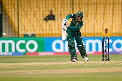 Champions Trophy 2025 Match 3, AFG vs SA: South Africa's Ryan Rickelton plays a shot 