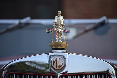 Vintage cars on display during the 21 Gun Salute Vintage Car rally, at Kartavya Path in New Delhi.