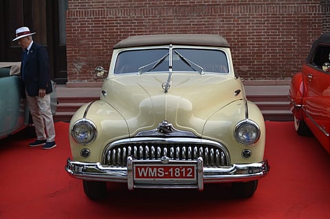 Vintage cars on display during the 21 Gun Salute Vintage Car rally, at Kartavya Path in New Delhi.

