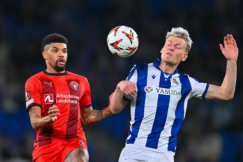 Europa League playoff second leg soccer match between Real Sociedad and Midtjylland: Orri Oskarsson