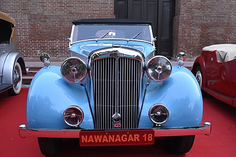Vintage cars on display during the 21 Gun Salute Vintage Car rally, at Kartavya Path in New Delhi.