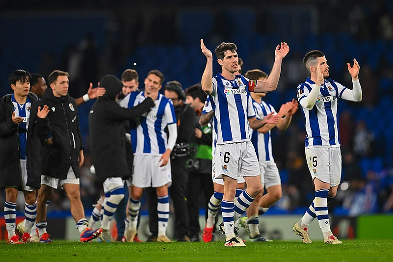 Europa League playoff second leg soccer match between Real Sociedad and Midtjylland