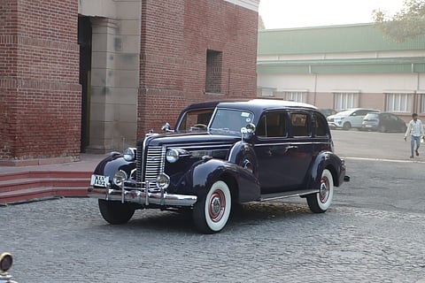 Participants during the 21 Gun Salute Vintage Car rally, at Kartavya Path in New Delhi.