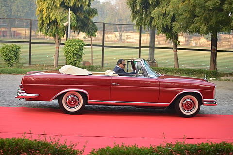 Participants during the 21 Gun Salute Vintage Car rally, at Kartavya Path in New Delhi.