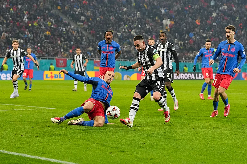 Europa League playoff second leg soccer match between FCSB vs PAOK: Vlad Chiriches