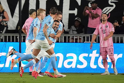 Inter Miami Vs New York City: New York City FC players celebrate after their first goal