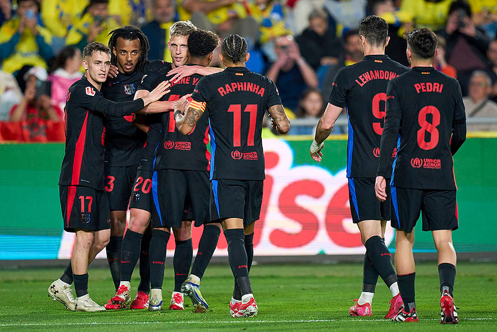 Spain soccer La Liga 2024-25 Las Palmas Vs FC Barcelona football: Dani Olmo