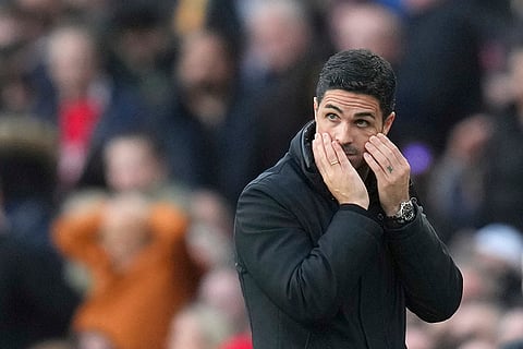 EPL Arsenal vs West Ham: Arsenal's manager Mikel Arteta reacts