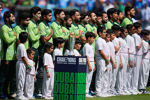 ICC Champions Trophy, IND vs PAK: Players of Pakistan stand for their national anthem
