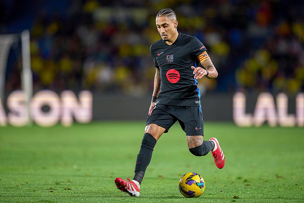 Spain soccer La Liga 2024-25 Las Palmas Vs FC Barcelona football: Raphinha 