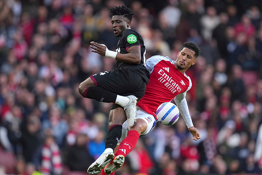 English premier league soccer 2024-25 Arsenal FC vs West Ham United:  William Saliba