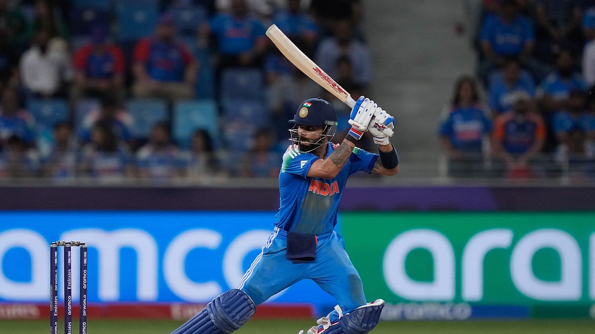 Indias Virat Kohli plays a shot during the ICC CT 2025. AP Photo
