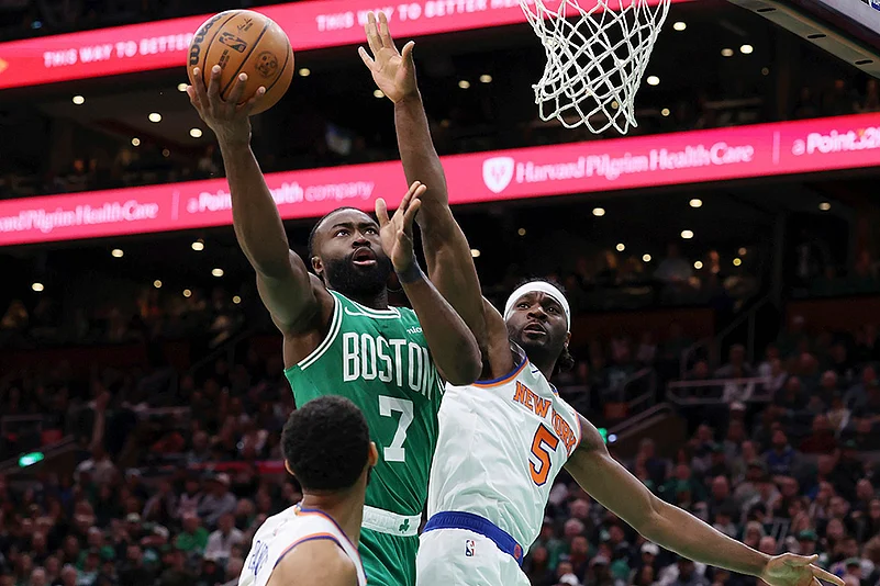 NBA Basketball 2024-25 New York Knicks vs Boston Celtics game: Jaylen Brown
