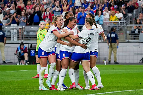 SheBelieves Cup, Australia vs US: United States forward Michelle Cooper celebrates her first international goal 