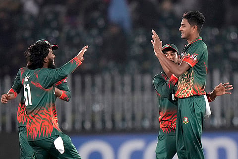 ICC Champions Trophy, BAN vs NZ: Bangladesh's Nahid Rana celebrates Kane Williamson's wicket 