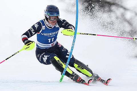 Alpine Skiing World Cup: United States' Paula Moltzan speeds down 