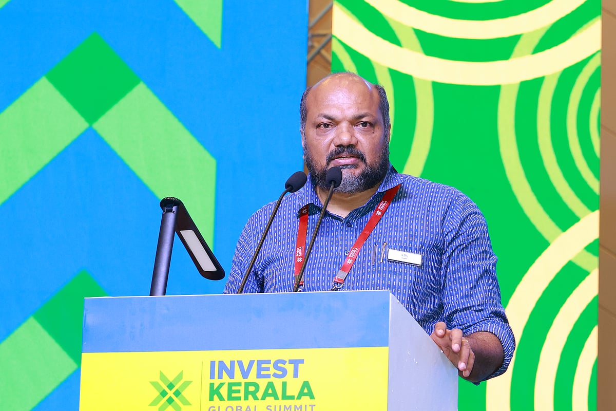 Kerala Industries Minister P Rajeev speaks at the concluding ceremony of Invest Kerala Summit