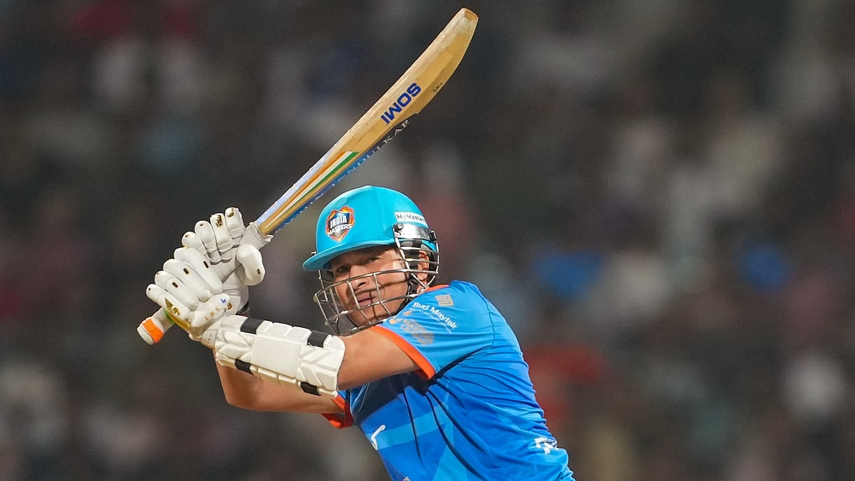 PTI : Sachin Tendulkar bats during the India Masters vs England Masters game.