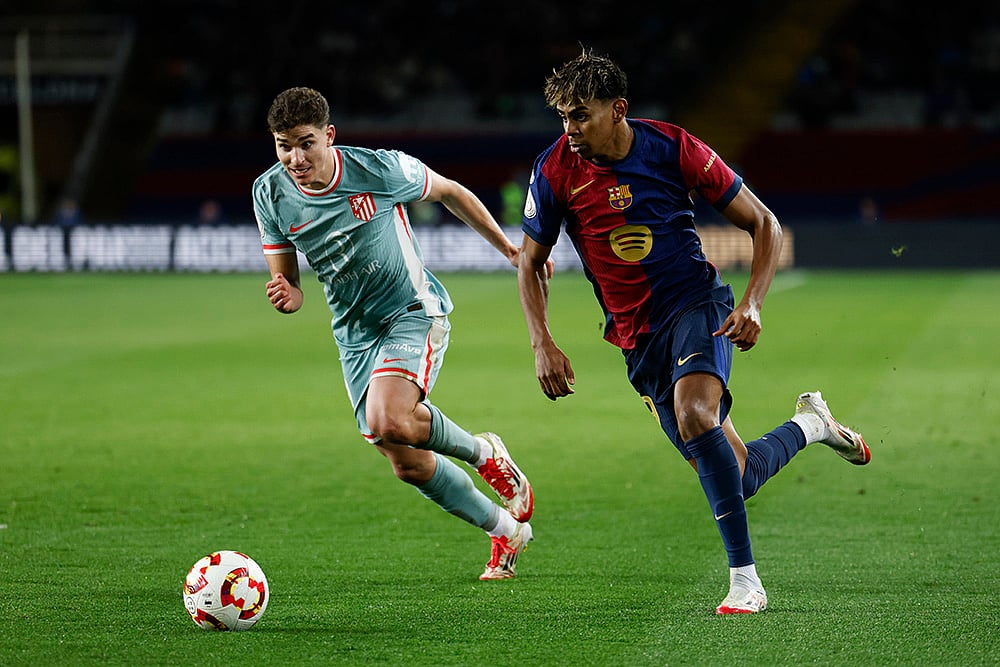 Spanish Copa del Rey or Kings Cup soccer Atletico Madrid vs Barcelona: Julian Alvarez